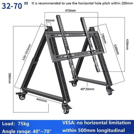 32-70" TV Free Lifting Rolling Mount Stand