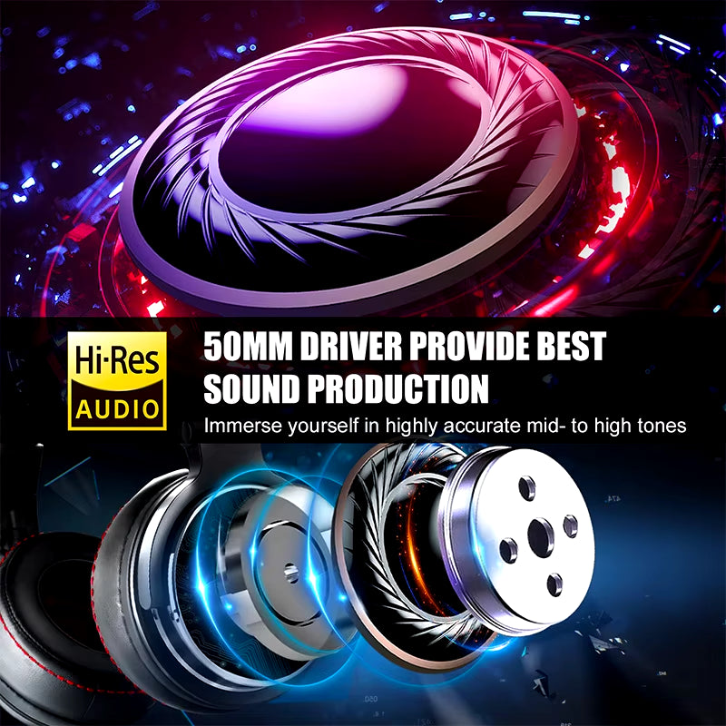 Wired Professional Studio Pro 50 DJ Headphones with Microphone over Ear Hifi Monitor Music Headset Earphone for Phone PC