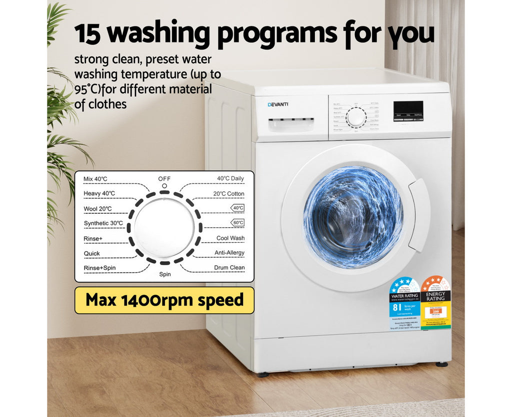 8Kg Front Load Washing Machine White