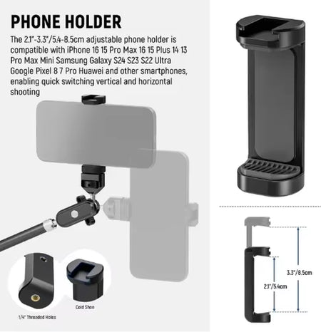 UA056 30" Articulating Magic Arm with Super Clamp & Phone Holder 360 Dual Ball Heads anti Twist Camera Mounting