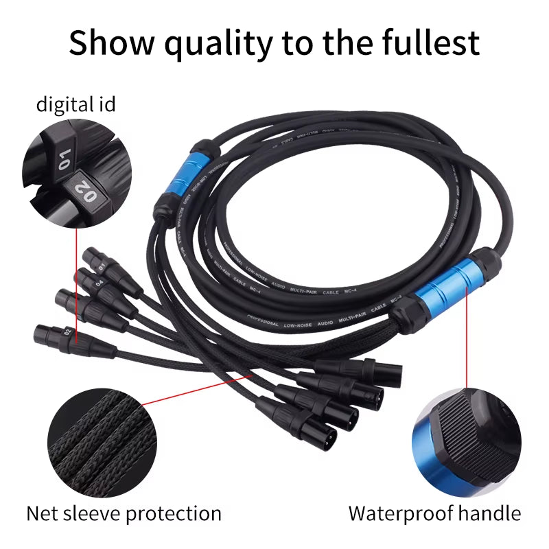 XLR Snake Cable 2, 4, 6, 8, 12 Way Channel XLR Cable -Male to Female 