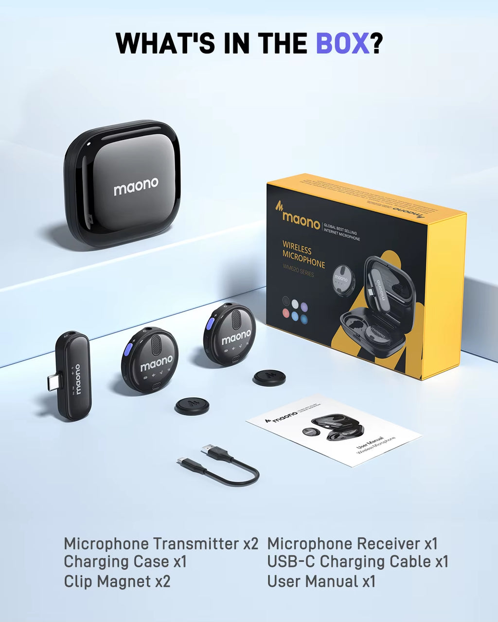-Wireless Lavalier Microphone, Lapel Mic, Noise Reduction, Fit for Iphone 15,Android,Usb C,Tiktok,Streaming,Vlog, WM620 PC2
