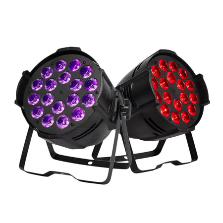 2Pcs 18X18W 6In1  Aluminum Alloy LED Par RGBWA+UV DMX Lighting 