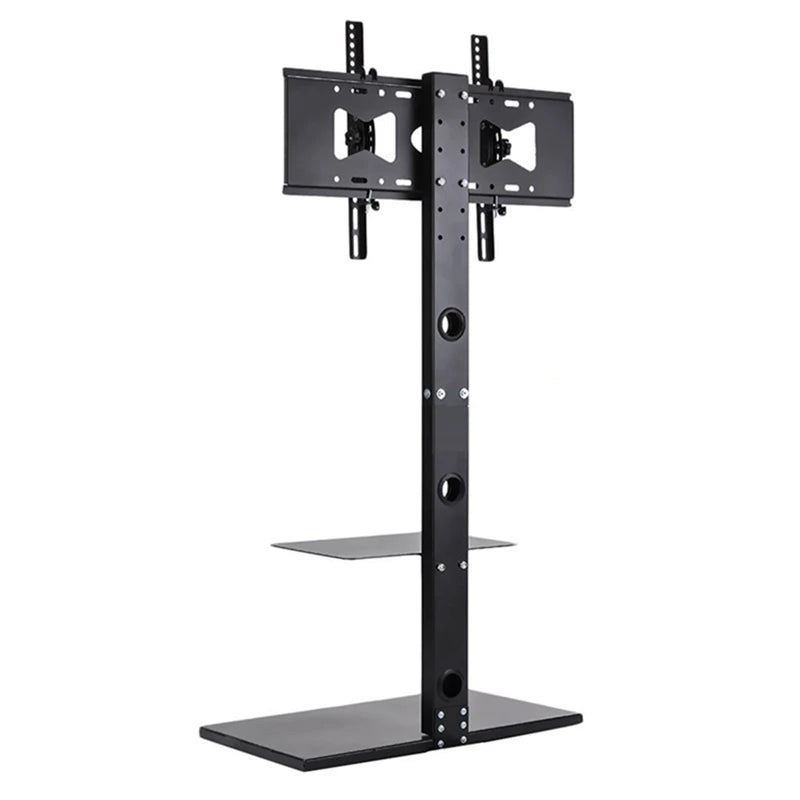 Height Adjustable TV Floor Stand Mount with Shelves for 32-65 Inches LED LCD