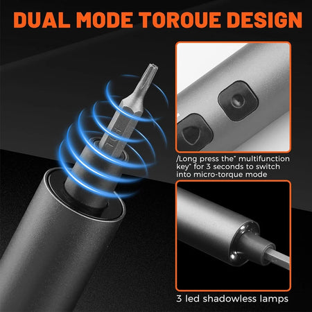 28/65 in 1 Precision Electric Screwdriver Set with 54 Magnetic Bits 2 Torque Settings for Repairs