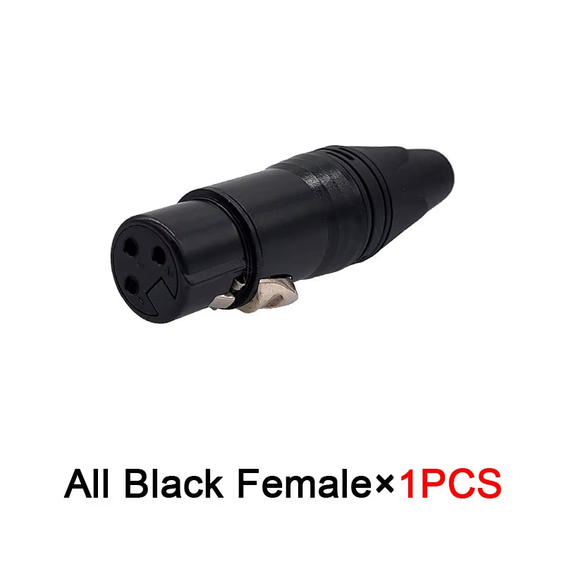Microphone & Speaker Cable Connectors - 3-Pin XLR Male/Female Audio Plugs (Variety of Colors)