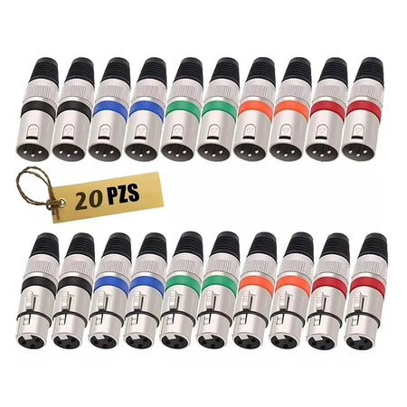 Coloured 3 PIN XLR Connectors, 10-Pair Male/Female Audio Mic Microphone DMX Plug Jack Socket