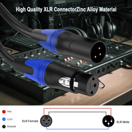 4-Pack XLR Male to Female Audio Cables - High Grade OFC, Low Noise