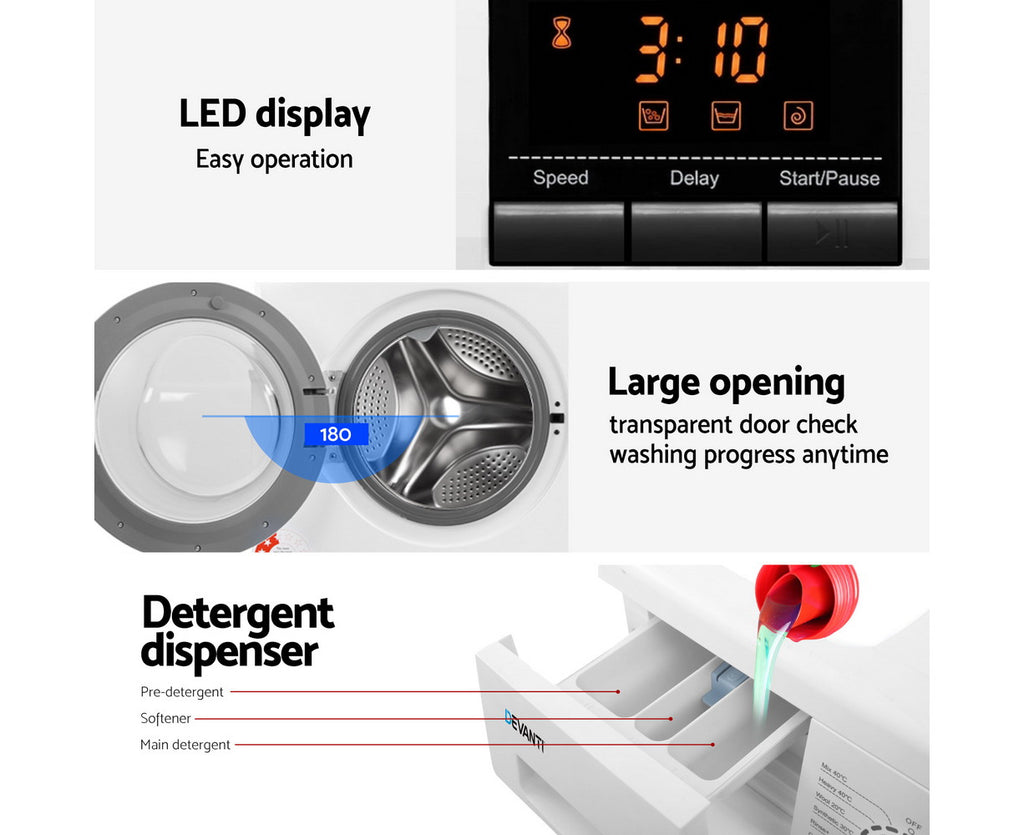 8Kg Front Load Washing Machine White