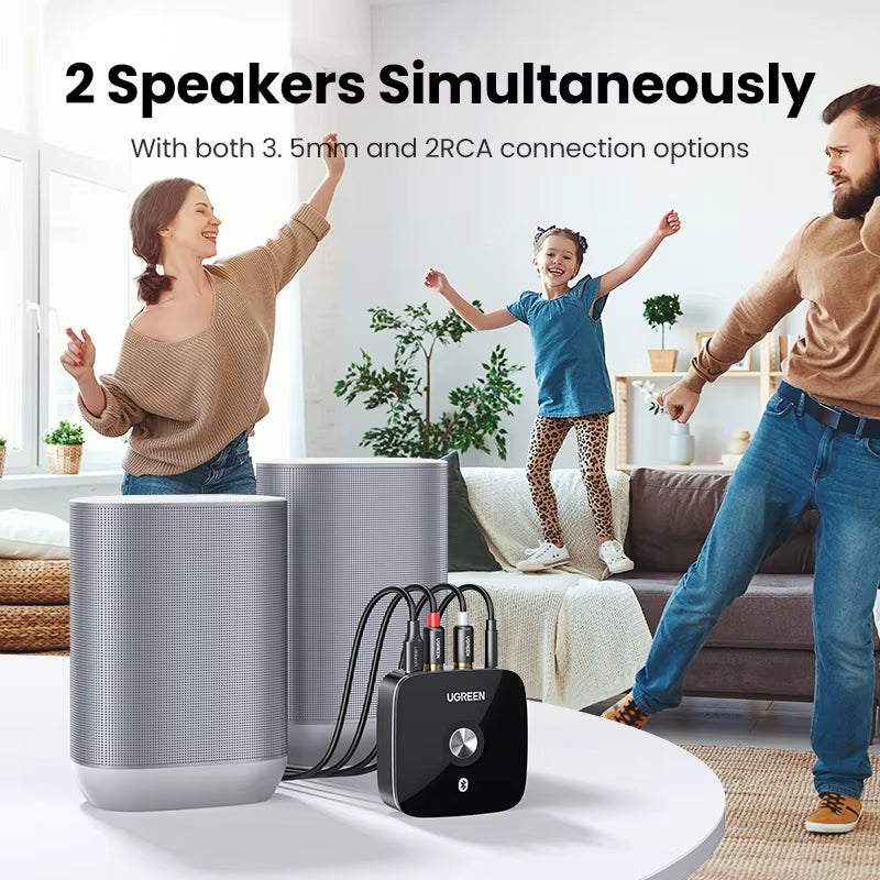 UGREEN Bluetooth RCA Receiver 5.1 Aptx HD 3.5Mm Jack Aux Wireless Adapter 