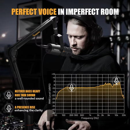 USB/XLR Dynamic Microphone All Metal with One-Touch Mute Headphone Jack and Volume Control for Podcasting Streaming PD400X