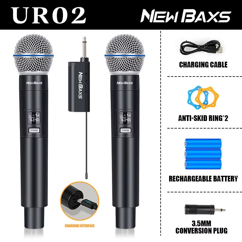2 Channel UHF Fixed Frequency Dynamic Wireless Microphone