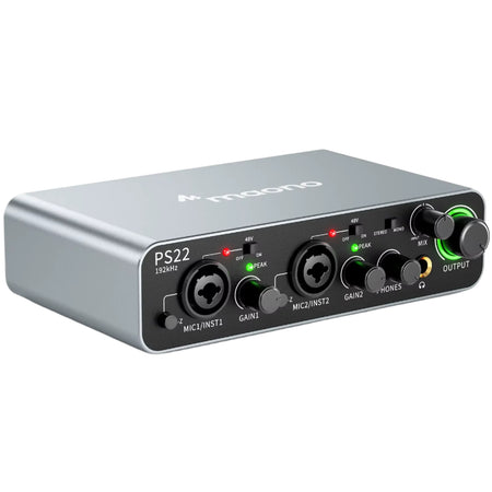 -PS22 USB Audio Interface for Pc,60Db Pro-Preamp, 24Bit 192Khz,Dual USB Interface for PC and Smartphone, Routing Software