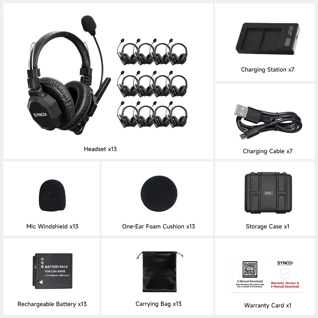 SYNCO Xtalk XMAX X1 X2 X3 X5 X9 X13 Full-Duplex Wireless Headset Intercom System 