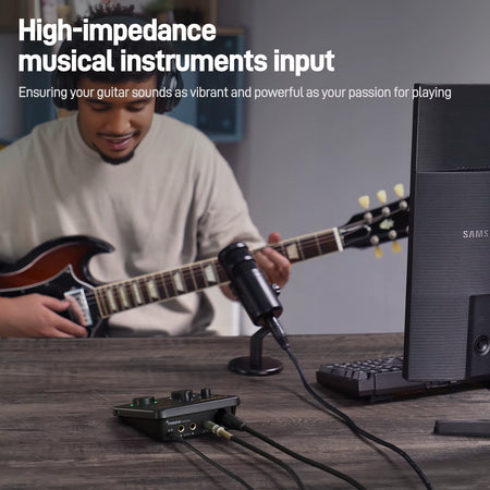 USB Audio Interface for PC,XLR Input 24-Bit/192Khz Routing Software LOOPBACK ASIO for Recording Music,Guitar,Daw PS22 Lite