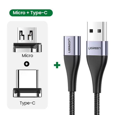 Magnetic USB Charging Cable - Type C and Micro USB Compatible Charger for Iphones, Smartphones, Andriod, Chrome, Tablets