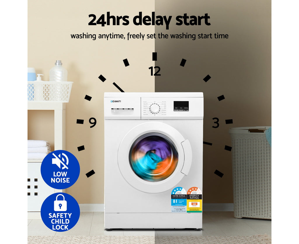 8Kg Front Load Washing Machine White