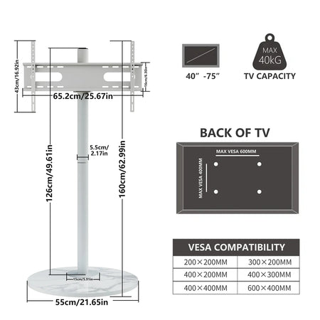 Modern Floor Mobile TV Stand for 40-75 Inches 