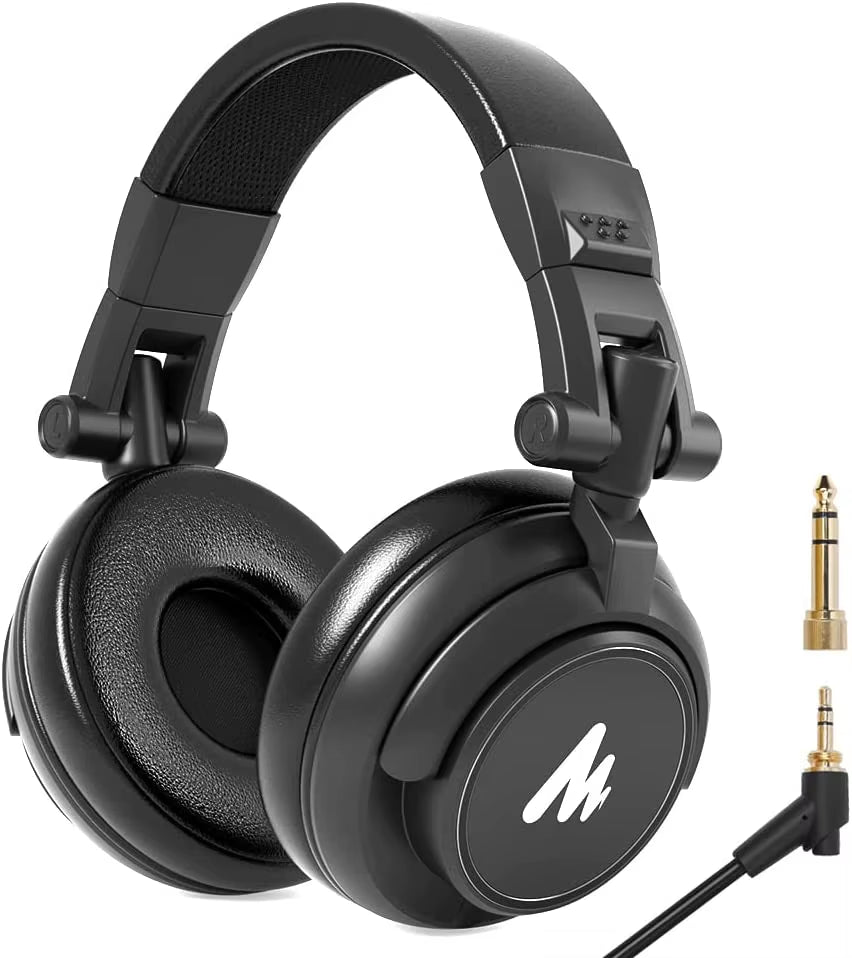 MH601 Professional Studio Monitor Headphones with Detachable Plug & Cable and 50Mm Driver for Dj,Studio,Sound Card