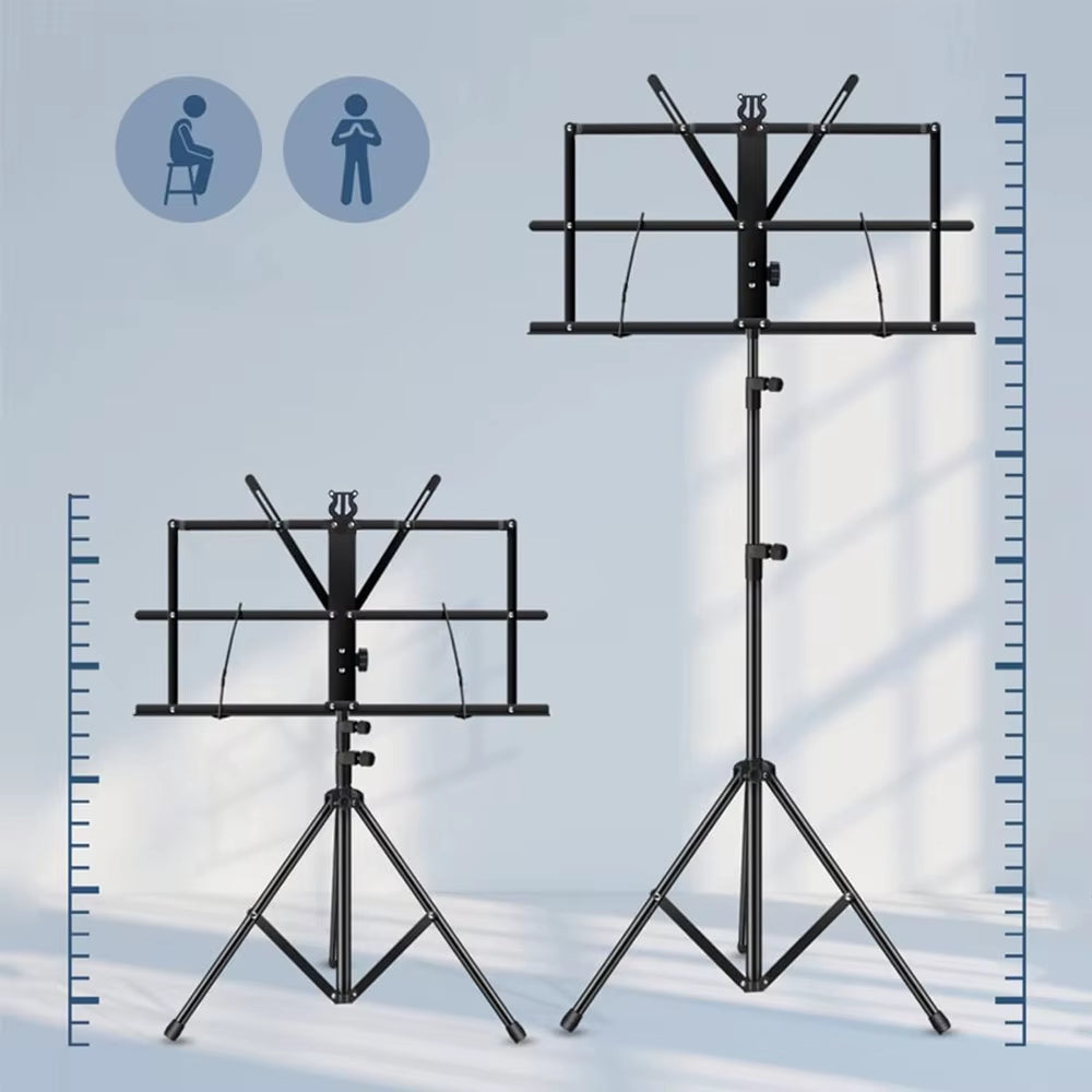 Foldable Music Stand Dual-Use Desktop Book Portable and Light Weight with Clip Holder Carrying Bag