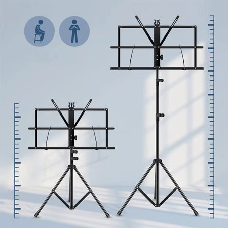 Foldable Music Stand Dual-Use Desktop Book Portable and Light Weight with Clip Holder Carrying Bag