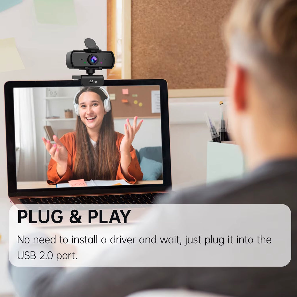 FIFINE 1440P Full HD PC Webcam with Microphone, Tripod, for USB Desktop & Laptop,Live Streaming Webcam for Video Calling-K420