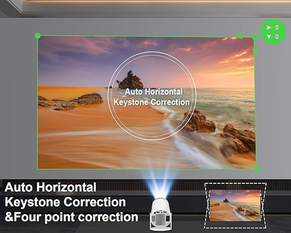4K Mini Projector (1080P Native) - WiFi 6, BT 5.0, Android 11, Auto Horizontal Correction, 180° Rotatable