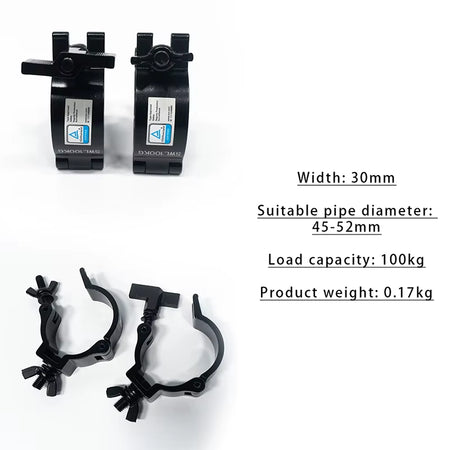 5Pcs Black Stage Truss Clamp 1.89-2.04 Inch Par Light Aluminium Clamps 