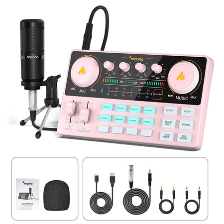 AM200-S1 Sound Card Microphone Set caster Audio Interface with Mic for Pc\Phone,Live Streaming,Recording,Youtube