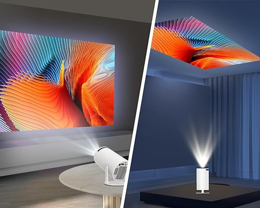 4K Mini Projector (1080P Native) - WiFi 6, BT 5.0, Android 11, Auto Horizontal Correction, 180° Rotatable