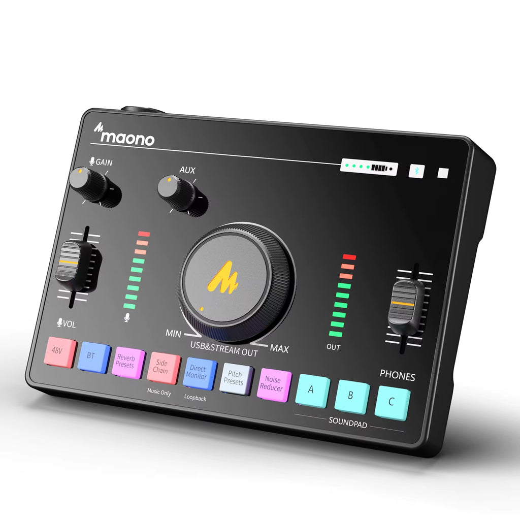 AMC2 Neo Professional Sound Card Audio Interface Mixer with 48V Phantom Power for Smart Phone,Pc,Live Streaming,Recording