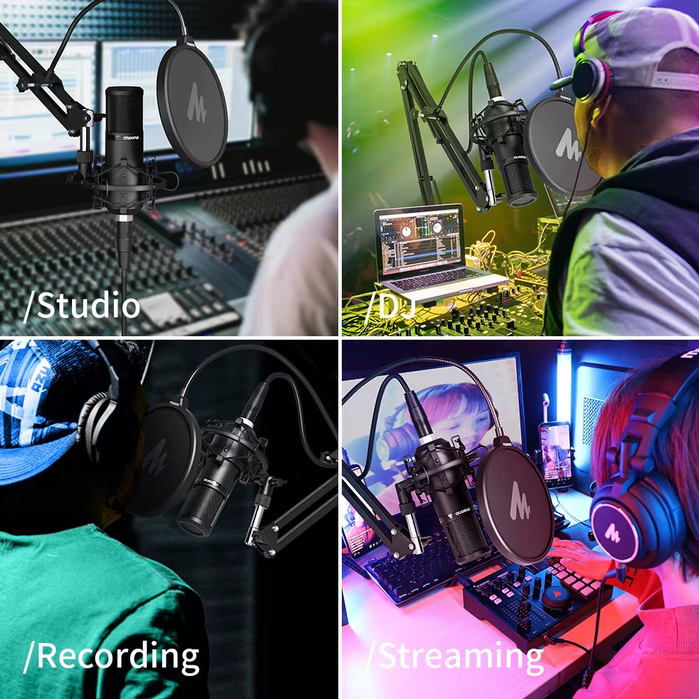 XLR Condenser Microphone Kit Professional Cardioid Vocal Studio Recording Mic for Streaming Voice over Home-Studio.Pm320S
