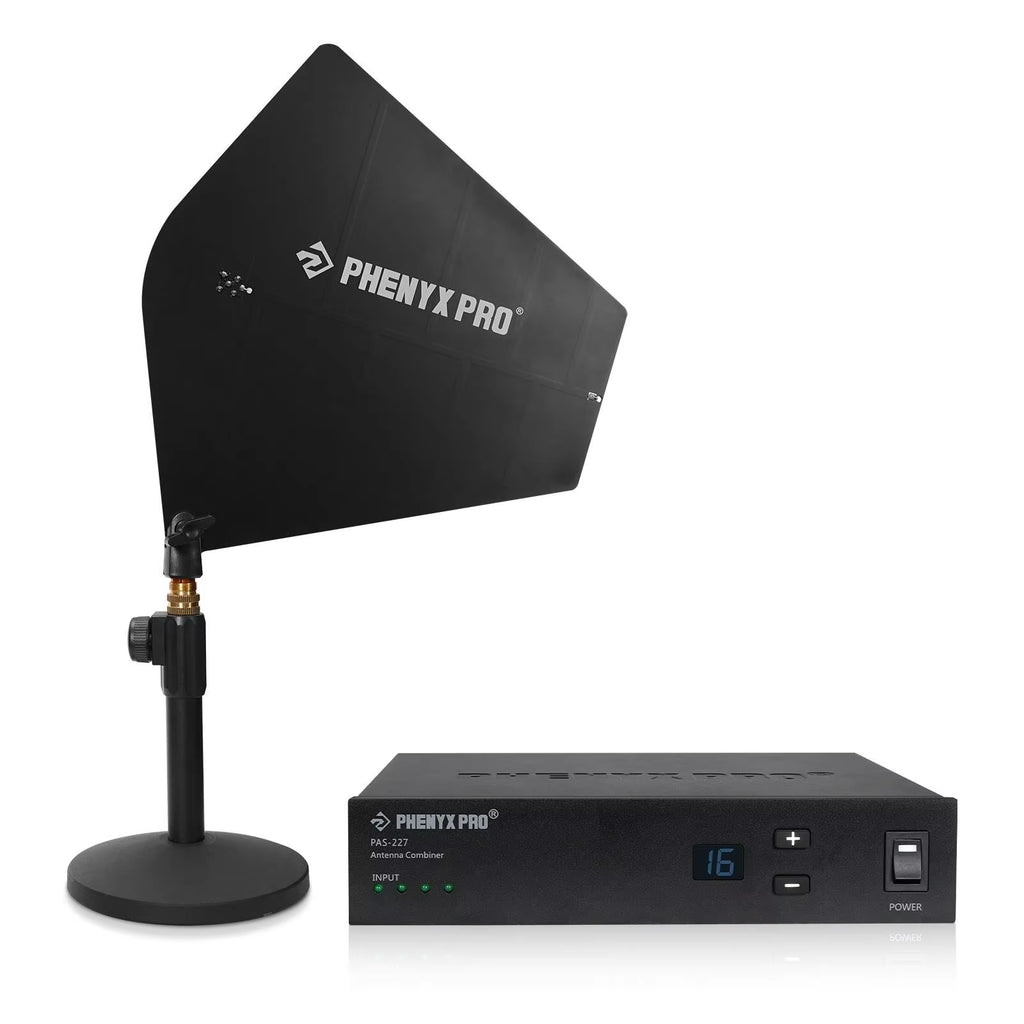 Phenyx Pro PAS-227X UHF Wireless Antenna Combiner Bundle for In-Ear Monitor System, 16 Gain Control, 450-970 Mhz Frequency Range