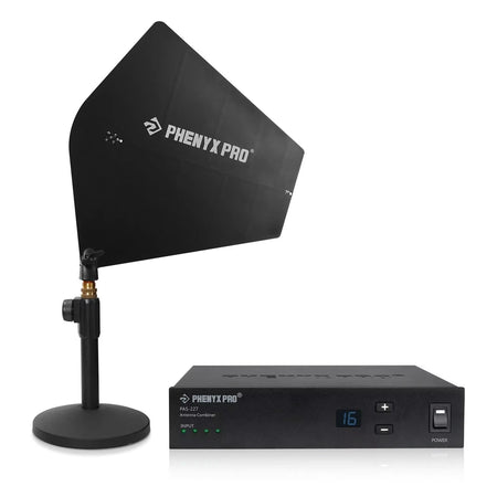 Phenyx Pro PAS-227X UHF Wireless Antenna Combiner Bundle for In-Ear Monitor System, 16 Gain Control, 450-970 Mhz Frequency Range