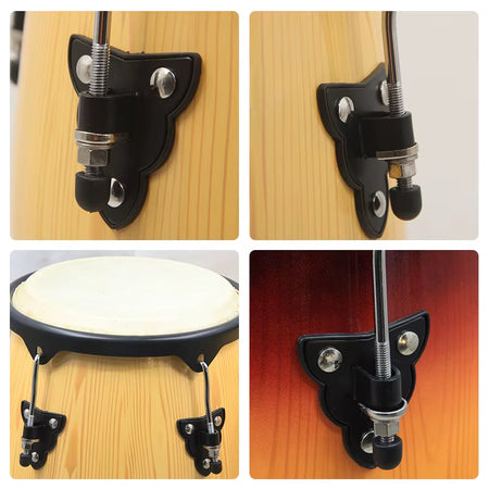 Orff Conga Latin Drum 10", 11", 12" Buffalo Leather Tambourine with Stand