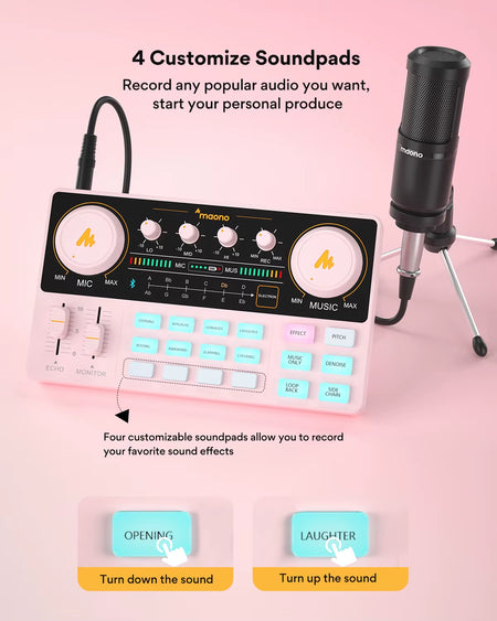 AM200-S1 Sound Card Microphone Set caster Audio Interface with Mic for Pc\Phone,Live Streaming,Recording,Youtube