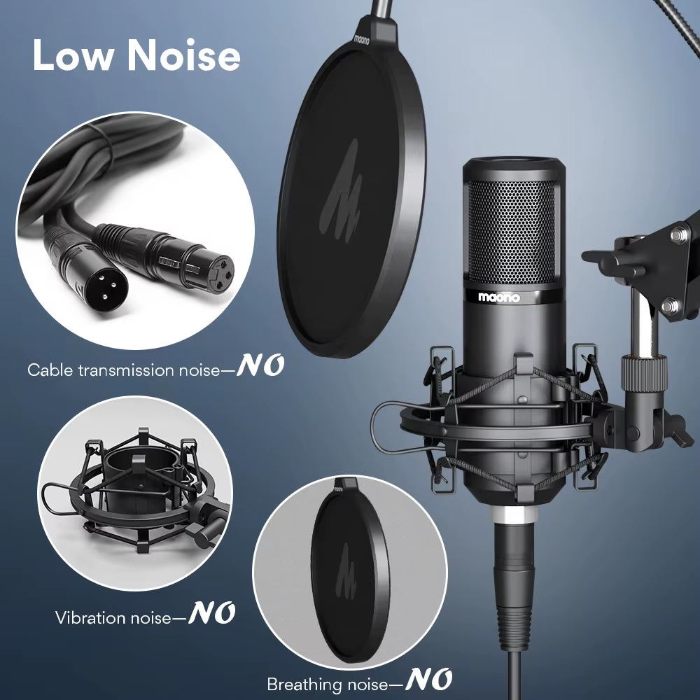 XLR Condenser Microphone Kit Professional Cardioid Vocal Studio Recording Mic for Streaming Voice over Home-Studio.Pm320S
