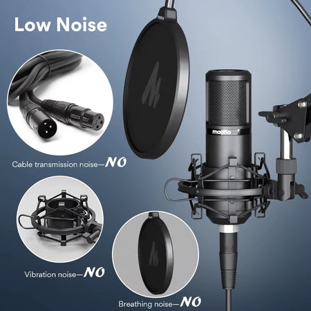 XLR Condenser Microphone Kit Professional Cardioid Vocal Studio Recording Mic for Streaming Voice over Home-Studio.Pm320S
