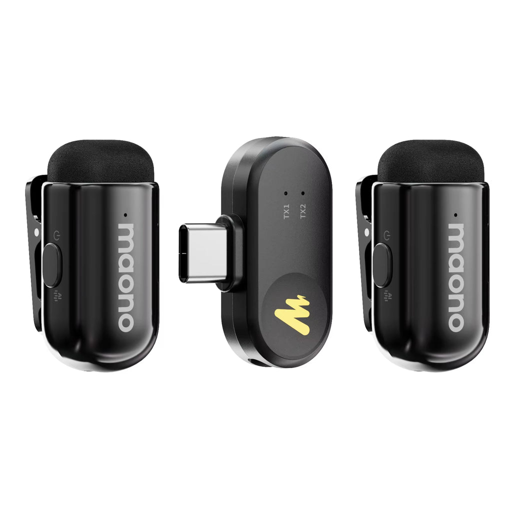 T1Mini Wireless Lapel Microphone AI Noise Cancelling App Control Auto Clipping Recording Streaming Mic for Content Creator