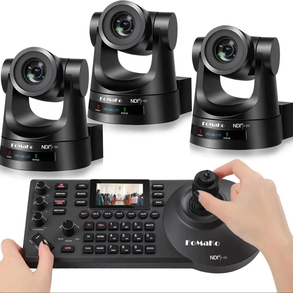 NDI PTZ Camera 30X Bundle HDMI 3G-SDI IP Poe HDMI PTZ Camera for Church Worship(3Pcs)+Ndi PTZ Controller (Kn30Ax3+Kc608N)