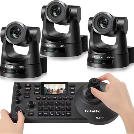 NDI PTZ Camera 30X Bundle HDMI 3G-SDI IP Poe HDMI PTZ Camera for Church Worship(3Pcs)+Ndi PTZ Controller (Kn30Ax3+Kc608N)