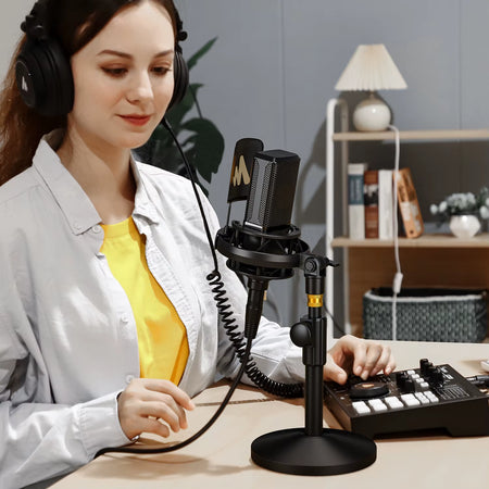 PM500T XLR Condenser Microphone 34Mm Large Diaphragm Microphone Cardioid Studio Mic for Recording,Podcasting,Streaming,Dj