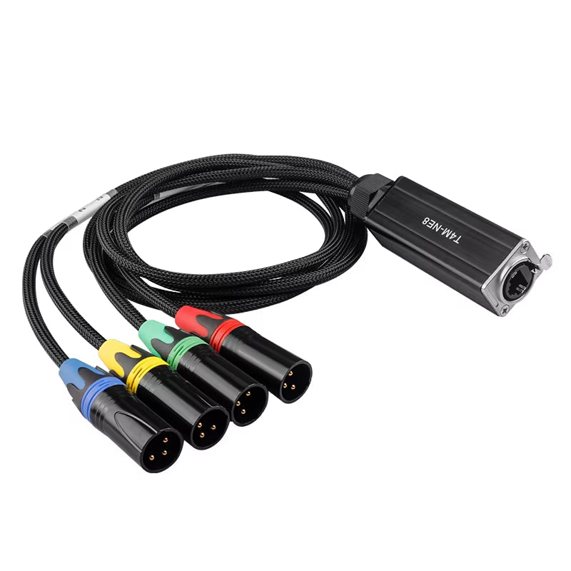 Network Converter RJ45 CAT5 with Shielded to 4 Channel 3Pin XLR Male/Female Connector Multi Network Receiver Cable