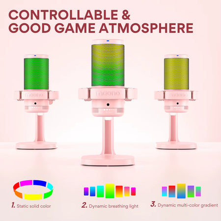 Gamerwave DGM20 USB Type-C Microphone with RGB Lights Mute Zero Latency Monitoring Podcasting Mic for Gaming Streaming