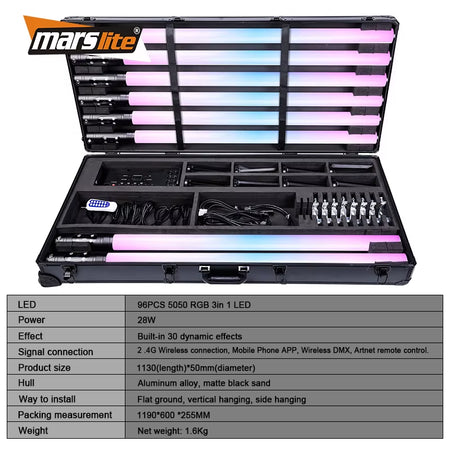 Wireless Battery LED Pixel Tube - DMX, IP65, with Flight Case
