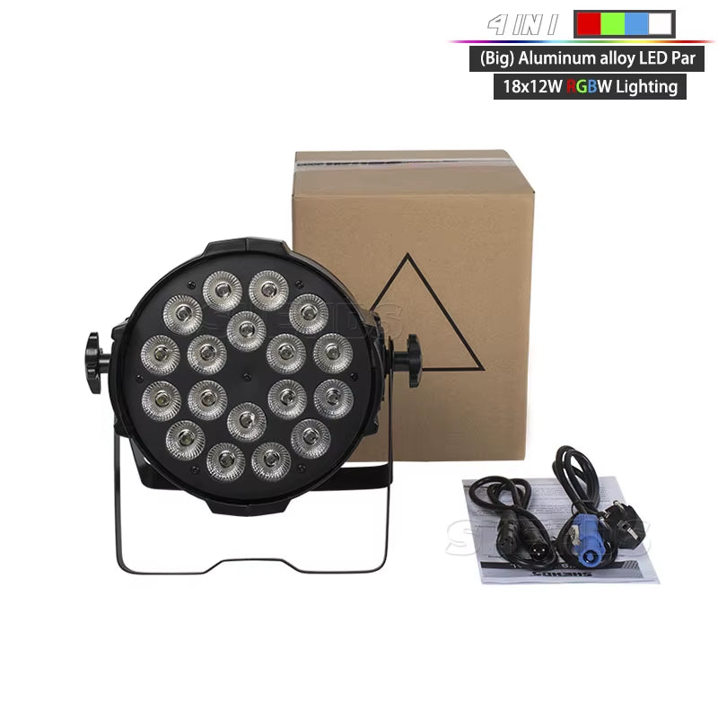 2Pcs High-Power Aluminum LED Pars - 18x18W RGBWA+UV & 18x12W 6-in-1