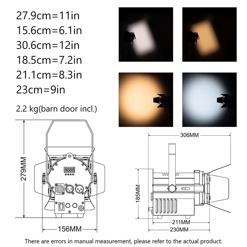 50W LED Mini LED Fresnel Spotlight with DMX Control & Zoom