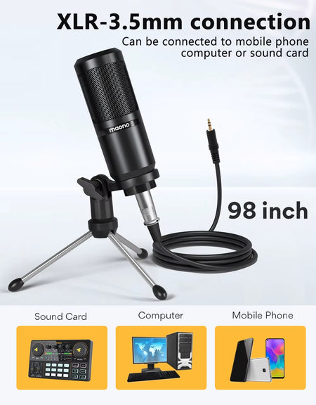 PM360TR Podcast Condenser Microphone for Computer, Laptop, Smart Phones, Recording and live streaming