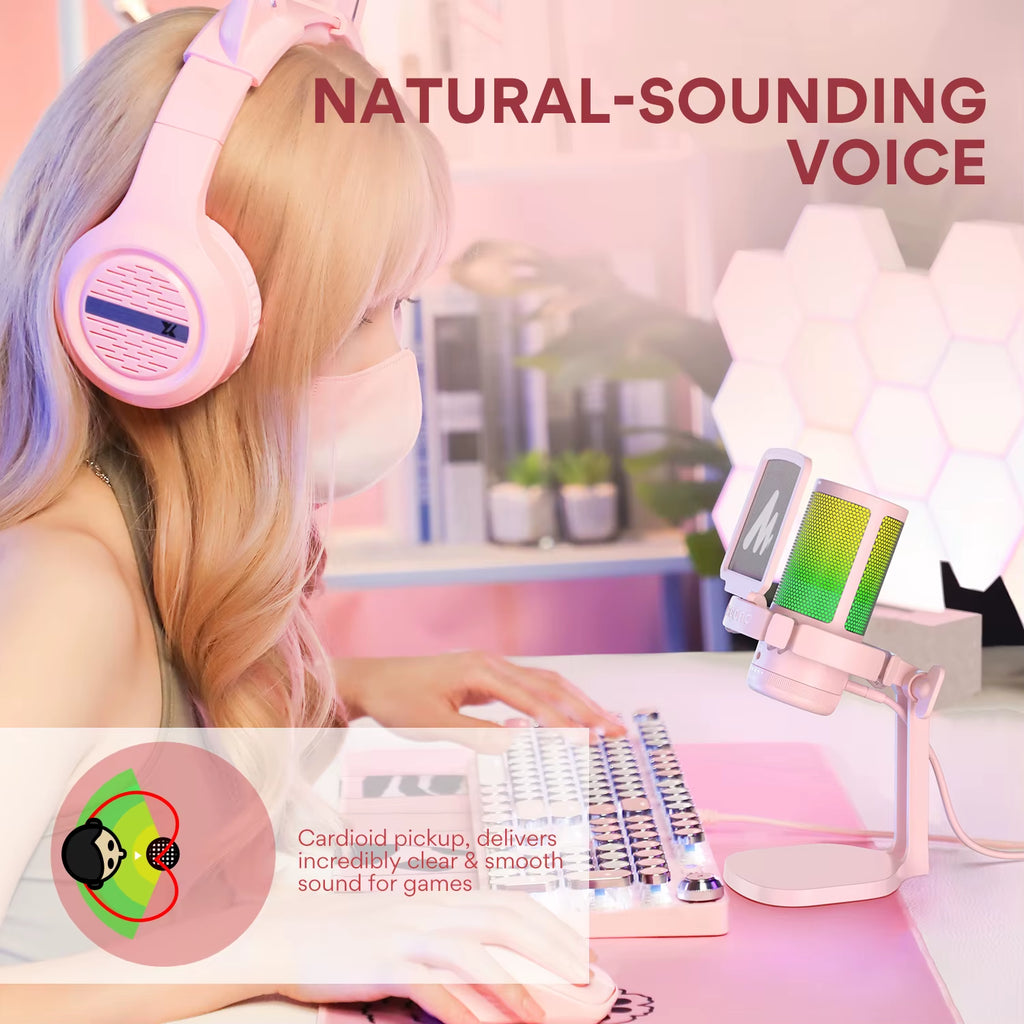 Gamerwave DGM20 USB Type-C Microphone with RGB Lights Mute Zero Latency Monitoring Podcasting Mic for Gaming Streaming