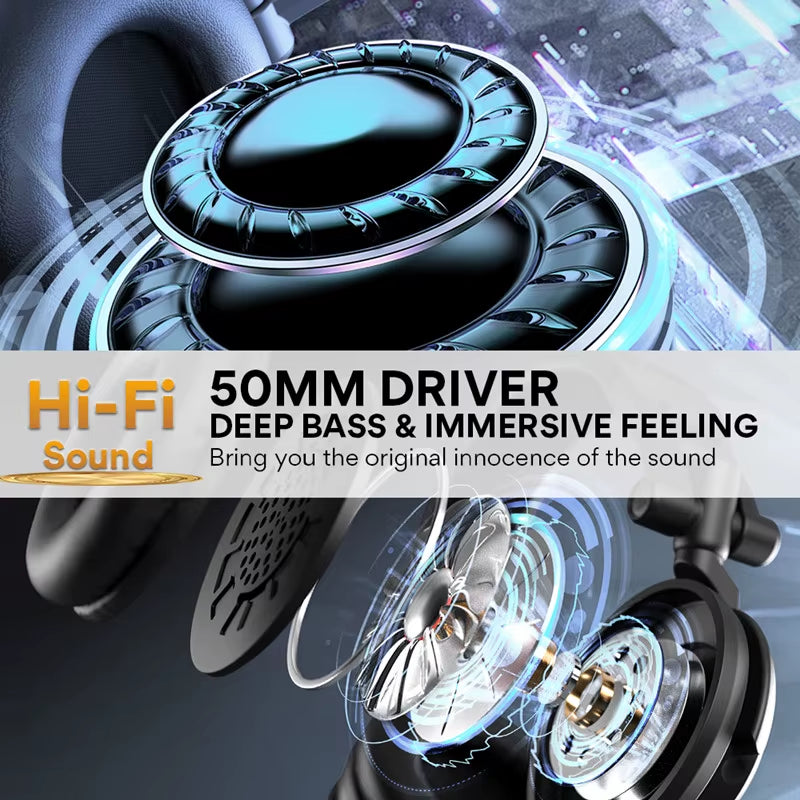 Monitor Headphones 50MM Drivers over Ear Studio Lightweight Foldable Headphones for Smartphone Computer Podcast